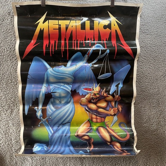 Metallica Justice Demon Original 1989 Rock Poster 22x33 Bigfoot #540 Damaged